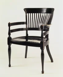 Lenestol, produsert av James Peddle, ca. 1880 (ebonisert tre)