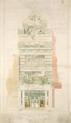 Design for fasaden til McLean Fine Art Galleries, Haymarket, London (akvarell og blyant på papir) (se 237077 for detaljer)