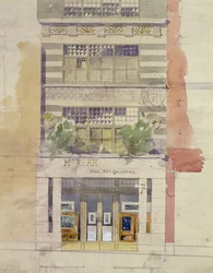 Design for fasaden til McLean Fine Art Galleries, Haymarket, London (akvarell og blyant på papir) (se også 176480)