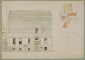 Forhøyning av huset for J.A.M. Whistler Esq, Tite Street, Chelsea, 1877 (penn og blekk og wc på papir) (se også 176476)