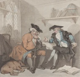 En høyskolescene, eller et fruktløst forsøk på pungen til gamle firkantede tær, 1. august 1787.