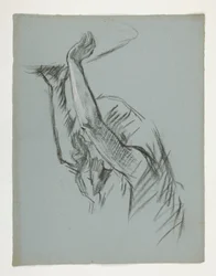 Figurstudie for Castle of the Grail, fra The Quest of the Holy Grail (en serie på 15 malerier for Boston Public Library, fullført i 1901)
