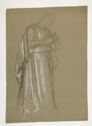 Figurstudie for Infant Galahad (?), fra The Quest of the Holy Grail (det første av en serie på femten veggmalerier for Boston Public Library, fullført i 1901)