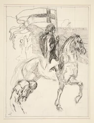 Galahad Departs, studie for The Quest of the Holy Grail (serie med femten malerier for Boston Public Library, fullført i 1901)