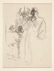 Galahad på Castle, studie for The Quest of the Holy Grail (serie med femten malerier for Boston Public Library, fullført i 1901)