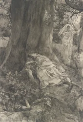 Hermia in the Wood, illustrasjon for akt III, Scene ii, En midtsommernatt