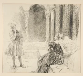 Olivia og Viola, illustrasjon for Act I, Scene v, Twelfth Night