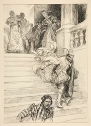 Petruchio bærer av bruden sin, fra akt III, Scene ii, Taming of the Shrew