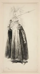 Prospero og Ariel, illustrasjon for Act V, Scene i, The Tempest