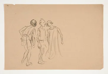 Skisse av tre menn (studie for 1937.1072?), fra Merchant of Venice