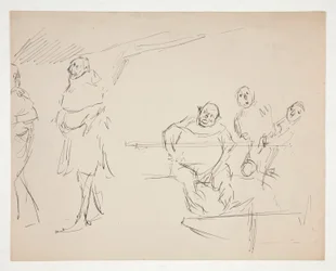 Studier for et uidentifisert Shakespeare-skuespill (Falstaff?) (recto og verso)
