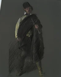 Studie for figuren til kaptein Peter Minuit, i