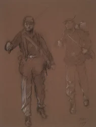 Studie for figurene til to borgerkrigssoldater, i