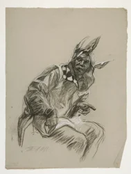Studie av Jester (ubrukt), for Quest of the Holy Grail (en serie på femten malerier for Boston Public Library, fullført i 1901)