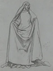 Studie av kvinneskikkelse (verso: mannsfigur)