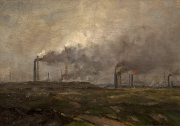 Svart landlig skyline (olje på lerret)
