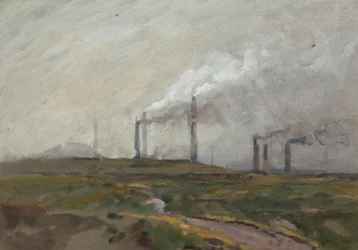 Kveldslandskap (akvarell på papir)