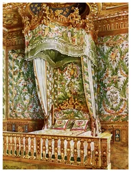 Forgylt statsseng av Marie Antoinette, Queens Bedroom, Palace of Fontainebleau, Frankrike, 1911-1912.