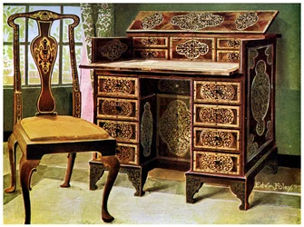Valnøttinnlagt skrivebord, 1910.