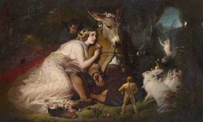 Scene fra A Midsummer Nights Dream. Titania og Bottom