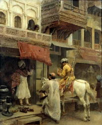 Gatescene i India, ca. 1885 (olje på lerret)