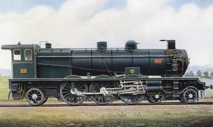Produktet fra to republikker: "Pacific" Type dampmotor nr. 4501, Paris - Orleans jernbane. 1910 (lito)