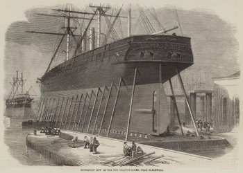 Hydraulisk heis ved New Graving-Docks, nær Blackwall