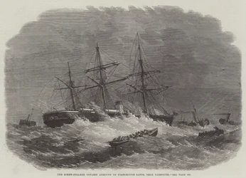 Screw-Steamer Ontario Aground på Hasborough Sands, nær Yarmouth