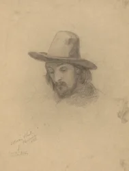 Edward Winslow, skisse for Signing of the Compact in the Cabin of the Mayflower