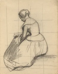 Woman Reading, skisse for Signering av Compact i Cabin of the Mayflower
