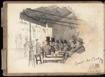 Utekafé i Paris, Boulevard des Batignolles, side fra Järnefelts skissebok