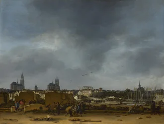 En utsikt over Delft etter eksplosjonen i 1654