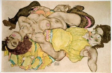 Buede kvinner. Tegning av Egon Schiele