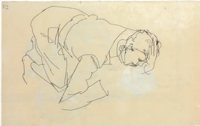 Erich Lederer i profil, hånd mot hode, 1912