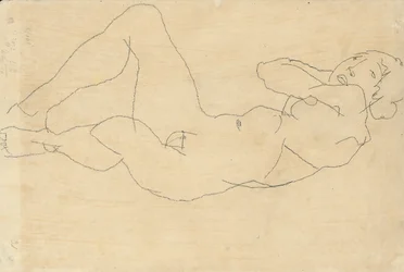 Naken kvinne med hendene bak hodet, 1914