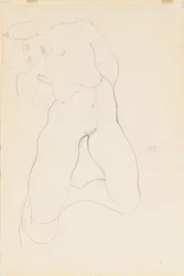 Knælende naken kvinne, 1912