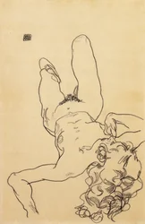 Knælende naken kvinne, 1917