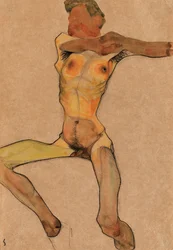 Mannlig nakenmodell, gul, 1910