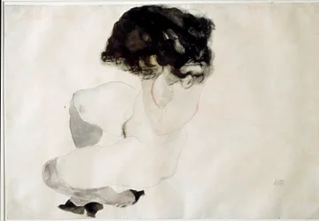 Naken huk. Tegning av Egon Schiele