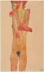 Naken jente med foldede armer, 1910