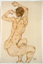 Naken med hevede armer … (gouache og blyant)