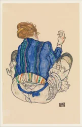 Sittende kvinne, sett bakfra, 1917