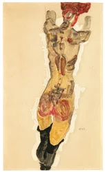 Stående tilbake naken, 1910