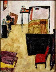 Kunstnerens rom i Neulengbach. Maleri av Egon Schiele