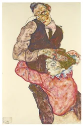 To elskere selvportrett med Wally, 1914-1915