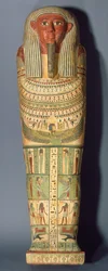 Amunreds kiste, 25.–26. dynasti, ca. 715–525 f.Kr. (tre med gesso og maling)