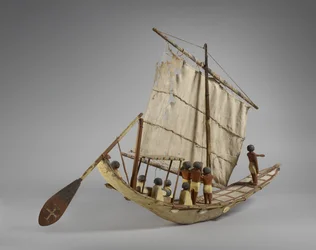 Modellbegravelsesbåt, fra Beni Hasan, sannsynligvis Middle Kingdom, ca. 2060-1786 (blandet media) (se også 107032)