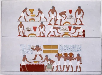 Verksted for Rothennou Gold Founders - faksimile av freskene til Karnak-tempelet, i "History of Egyptian Art"" av Prisse d