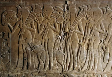 Basrelieff fra graven til Maia, Tutankhamons amme, Saqqara, Egypt, egyptisk sivilisasjon, Det nye kongeriket, XVIII. dynasti, detalj