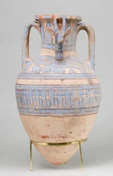 Blåmalt Ibex Amphora fra Malqata, ca. 1390–1353 f.Kr. (keramikk, hvit kremslipe, maling)